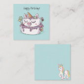 ユニコーンケーキハッピーバースデー ノートカード (正面/裏面)