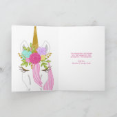 ユニコーンケーキピンクパープルブルーグリーン誕生日 カード (内部)