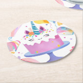ユニコーンケーキラウンド紙コースター ラウンドペーパーコースター (アングル)