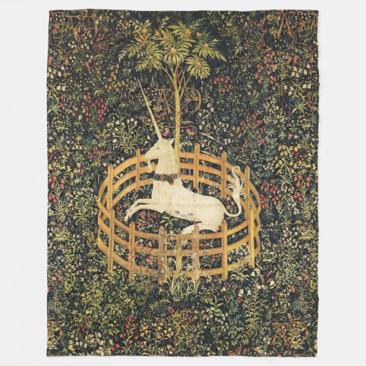 ユニコーンゴシックファンタジー花,フローラモチーフ フリースブランケット (正面)