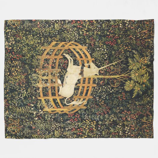 ユニコーンゴシックファンタジー花,フローラモチーフ フリースブランケット (正面(横))