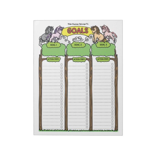 ユニコーンゴールプランナーカスタムメモ帳 ノートパッド (回転)