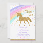 ユニコーンサンキューカード、誕生日サンキューカード 招待状 (正面)