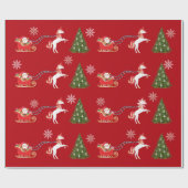 ユニコーンサンタそりの雪の結晶クリスマスツリー ラッピングペーパー (フラット)