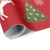 ユニコーンサンタそりの雪の結晶クリスマスツリー ラッピングペーパー (ロールコーナー)