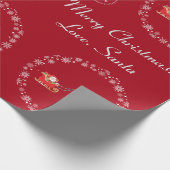 ユニコーンサンタそり雪メリークリスマスツリーレッド ラッピングペーパー (角)