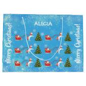 ユニコーンサンタスノーフレークパーソナライズされたクリスマスツリー ラージペーパーバッグ (裏面)