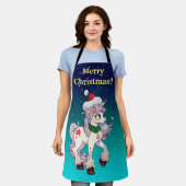 ユニコーンサンタ漫画 エプロン (着用した状態)