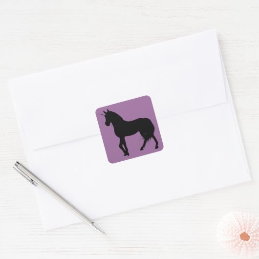 ユニコーンシルエットスクエアステッカー スクエアシール (封筒)