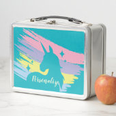 ユニコーンシルエットパステルカラーパーソナライズされた メタルランチボックス (インサイチュ)