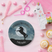 ユニコーンシルエットフルムーンカスタムバースデーパーティー ペーパープレート (パーティー)