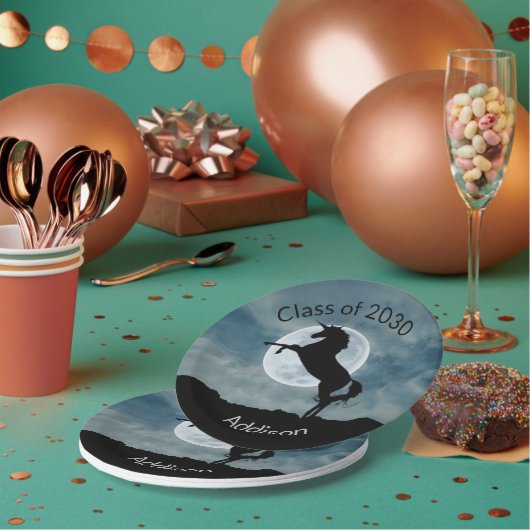 ユニコーンシルエットムーンクラス2030年卒業 ペーパープレート (複数)