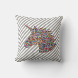 ユニコーンシルエットレインボーブラクル クッション