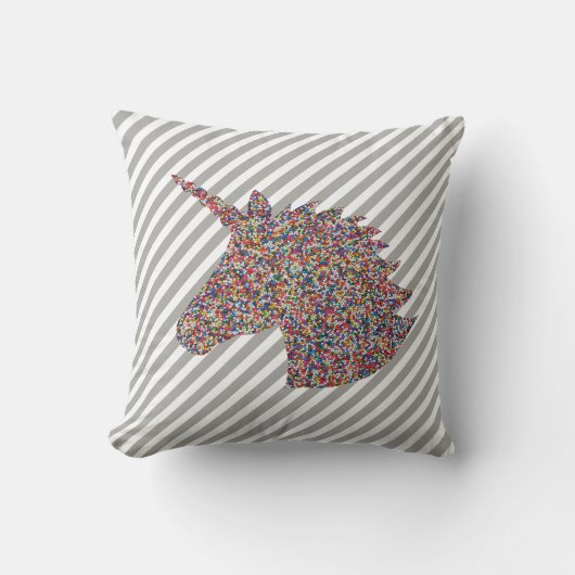 ユニコーンシルエットレインボーブラクル クッション (正面)