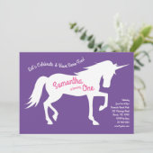 ユニコーンシルエット1st誕生日パーティーピンクガールズ 招待状 (スタンド正面)