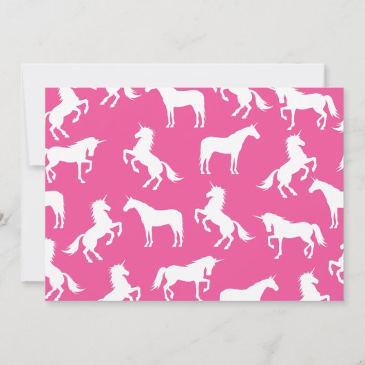 ユニコーンシルエット1st誕生日パーティーピンクガールズ 招待状 (裏面)