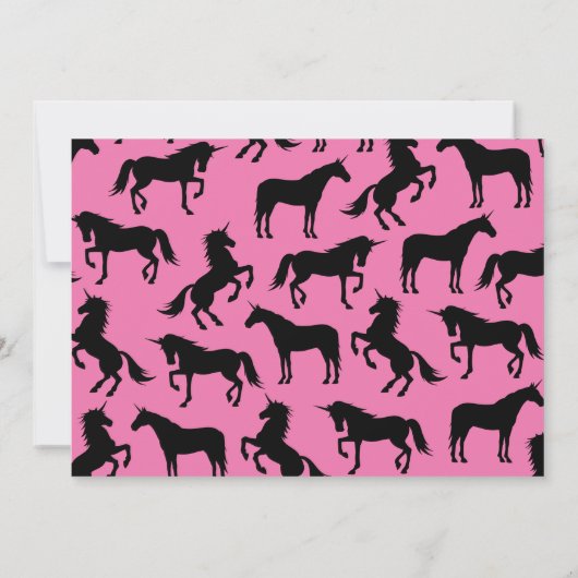 ユニコーンシルエット1st誕生日パーティーピンクガールズ 招待状 (裏面)