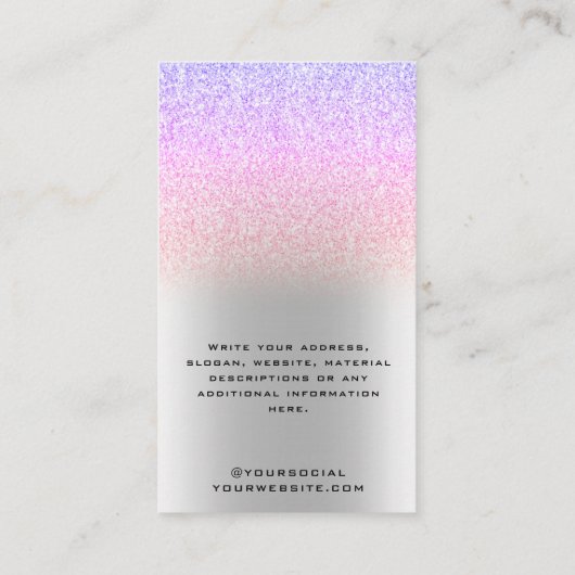 ユニコーンシルバーグリッターイヤリングディスプレイカード 名刺 (裏面)