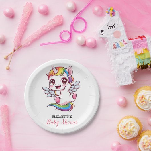 ユニコーンシンプルお洒落ベビーシャワー ペーパープレート (パーティー)