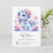 ユニコーンシンプル威厳のあるベビーシャワー 招待状 (スタンド正面)