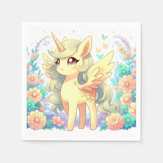 ユニコーンシンプル赤ちゃんシャワー スタンダードカクテルナプキン (正面)