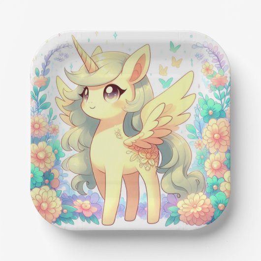 ユニコーンシンプル赤ちゃんシャワー ペーパープレート (正面)