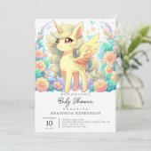 ユニコーンシンプル赤ちゃんシャワー 招待状 (スタンド正面)