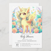 ユニコーンシンプル赤ちゃんシャワー 招待状 (正面/裏面)