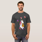 ユニコーンジャンクフードかわいい魔法のピザの馬 Tシャツ (正面フル)