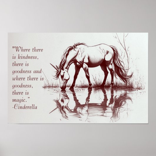 ユニコーンスケッチカスタム引用文感動的 ポスター (正面)