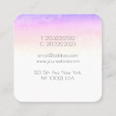 ユニコーンスタイリッシュピンク金ゴールド水彩抽象芸術 スクエア名刺 (裏面)