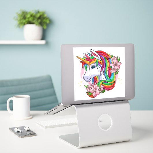 ユニコーンステッカー シール (デスク上のノートパソコン)