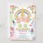 ユニコーンスパパーティー誕生日招待用水彩 招待状 (正面)