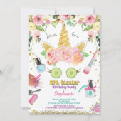 ユニコーンスパパーティー誕生日招待用水彩 招待状 (正面)