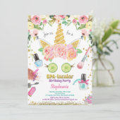 ユニコーンスパパーティー誕生日招待用水彩 招待状 (スタンド正面)