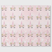 ユニコーンスパークグリッターピンクフローラキャンディガーリー ラッピングペーパー (フラット)