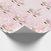 ユニコーンスパークグリッターピンクフローラキャンディガーリー ラッピングペーパー (角)