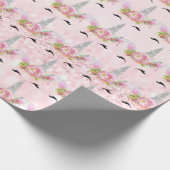 ユニコーンスパークグリッターピンクフローラシルバーフローラ ラッピングペーパー (角)