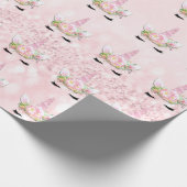 ユニコーンスパークグリッターピンクフローラパステルガーリー ラッピングペーパー (角)