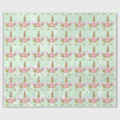 ユニコーンスパークグリッターピンクローズMInt金ゴールドフローラ ラッピングペーパー (フラット)