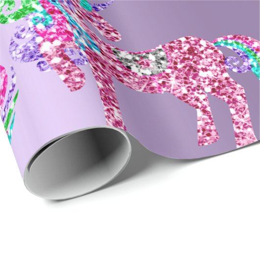 ユニコーンスパークリーグリッターピンクフェアVIP紫 ラッピングペーパー (ロールコーナー)
