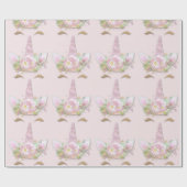 ユニコーンスパークリーグリッターピンク金ゴールドフローラパステル ラッピングペーパー (フラット)