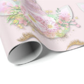 ユニコーンスパークリーグリッターピンク金ゴールドフローラパステル ラッピングペーパー (ロールコーナー)