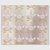 ユニコーンスパークリーグリッターピンク金ゴールドフローラパール ラッピングペーパー (フラット)