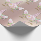 ユニコーンスパークリーグリッターピンク金ゴールドフローラパール ラッピングペーパー (角)