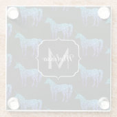 ユニコーンスパークルスアクアブルーグラデーションパターンモノグラム ガラスコースター (裏面)