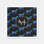ユニコーンスパークルスアクアブルーグラデーションパターンモノグラム スタンダードカクテルナプキン (正面)