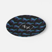 ユニコーンスパークルスアクアブルーグラデーションパターンモノグラム ペーパープレート (アングル)