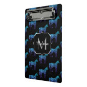 ユニコーンスパークルスアクアブルーグラデーションパターンモノグラム ミニクリップボード (アングル2)