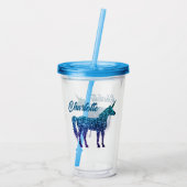 ユニコーンスパークルスアクアブルーグラデーション名前をカスタムする アクリルタンブラー (裏面)